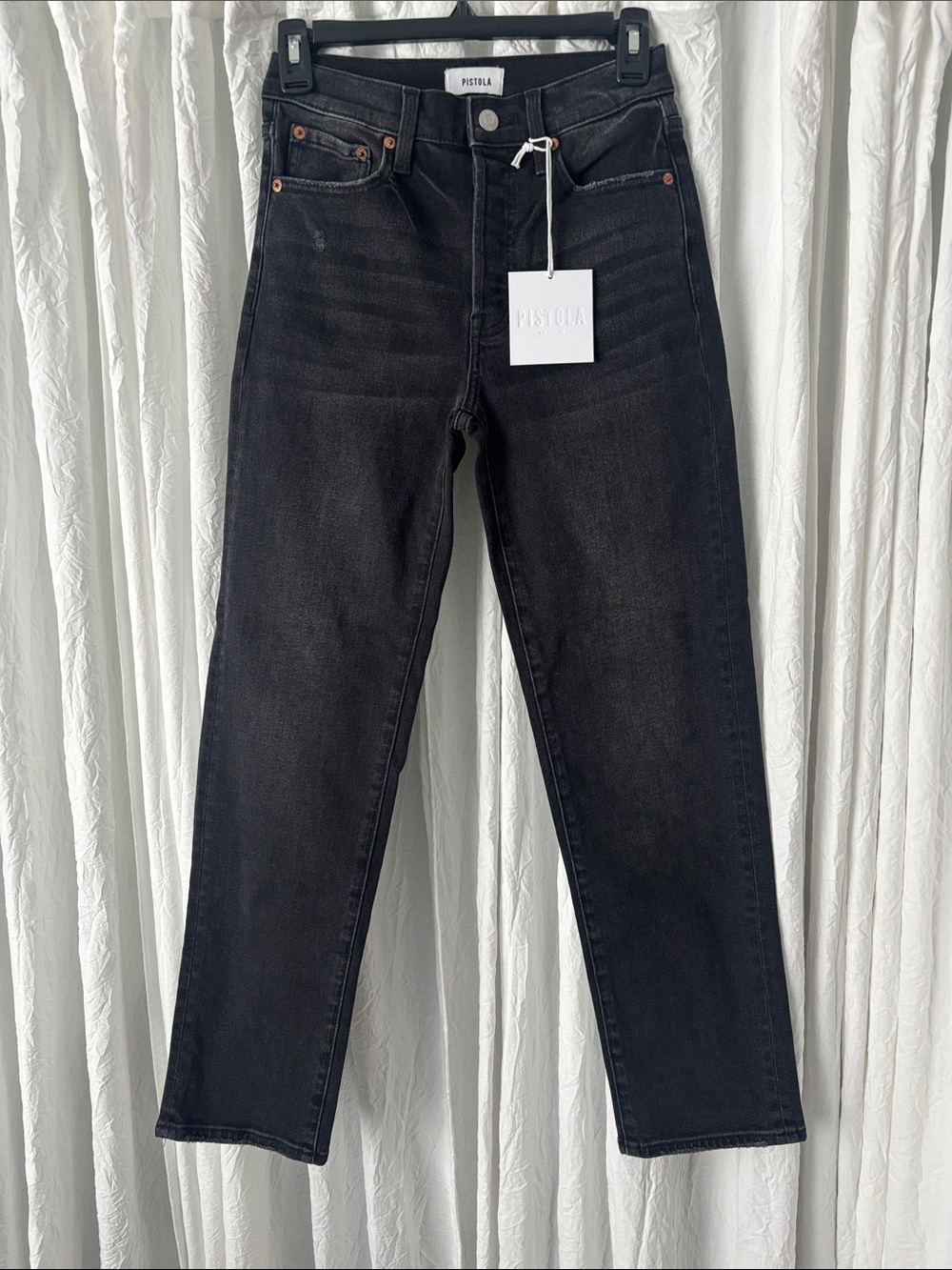 pistola Washed Black Straight-Leg Jeans
